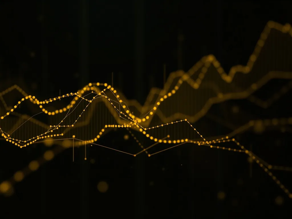 Abstract visualization of financial data streams, digital li
