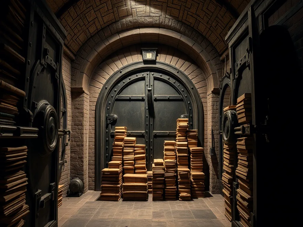 Interior of a historical bank vault from the 19th century, h
